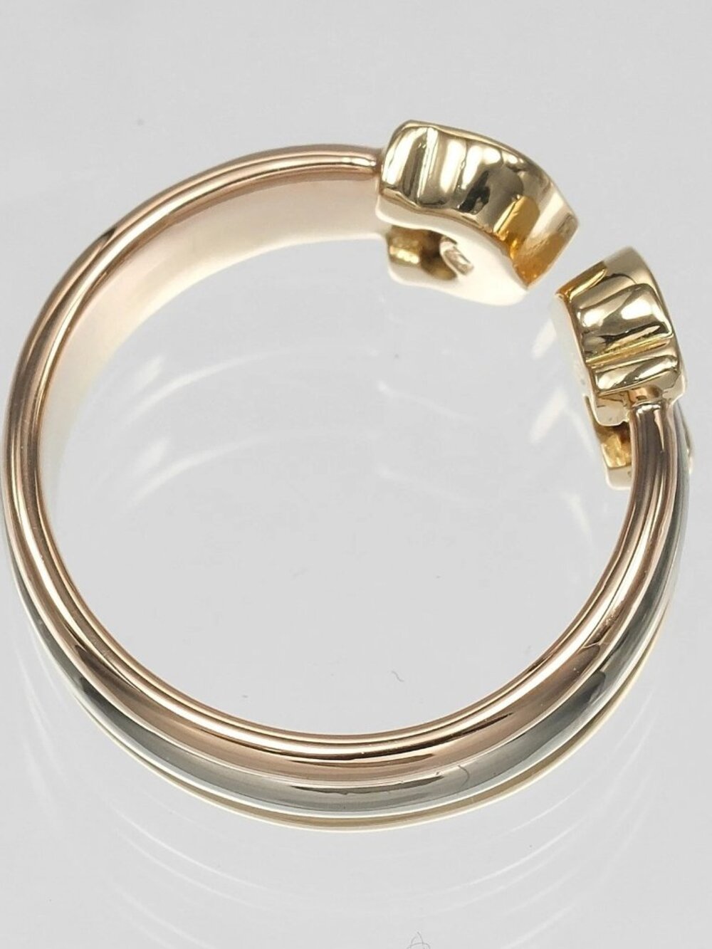 CARTIER 2C three color Ring K18 Gold (YGxPGxWG) #5.1(US Size) 4.83g Women - Picture 9 of 10